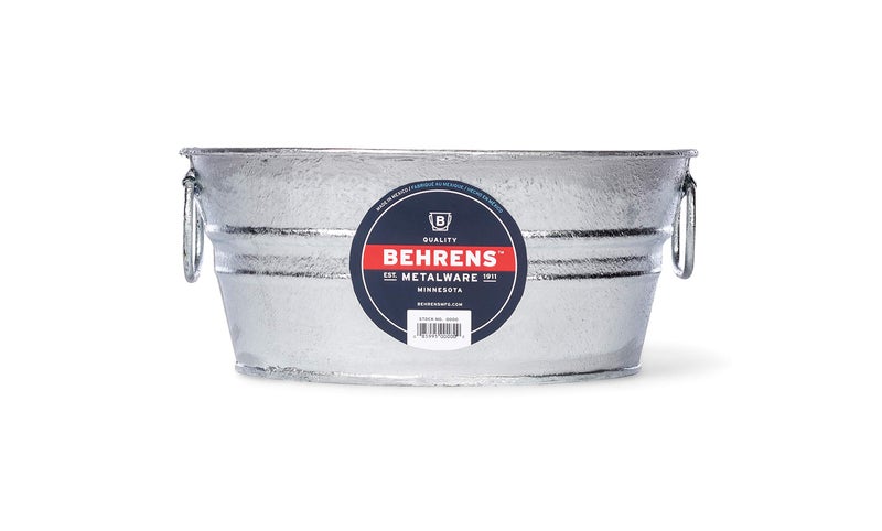 Behrens 103LFT 1.5 Gallon Hot Dipped Steel Low Flat Tub, Silver